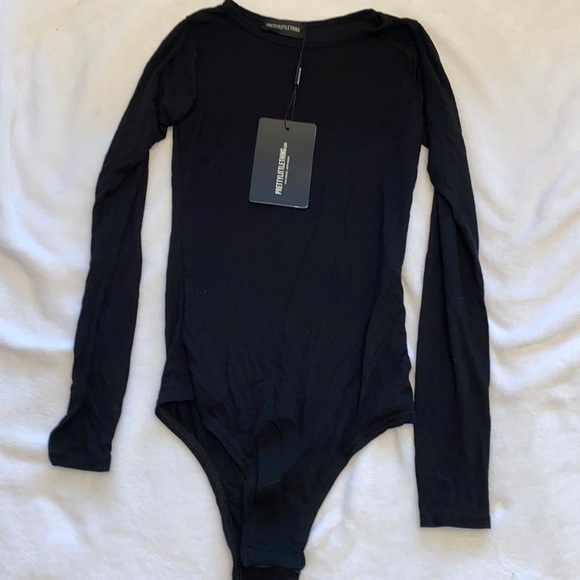 Black Crew Neck Long Sleeve Bodysuit - Picture 6 of 7